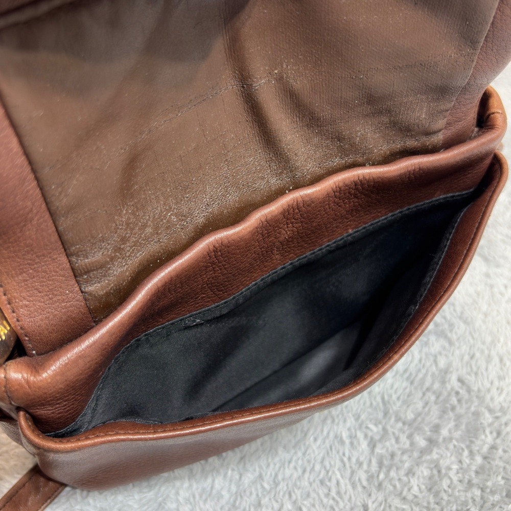 Stone Mountain Crossbody Bag Women's Brown Leather Double Flap With Zip Vintage - Picture 6 of 10